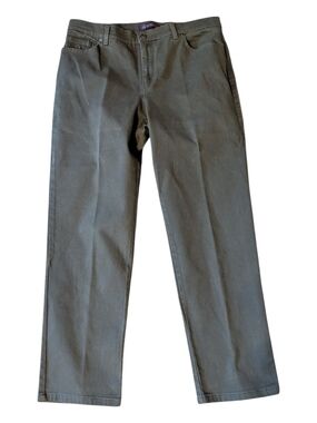 Gloria Vanderbilt Amanda Olive Green Straight Leg Tapered Ankle Stretch Jeans